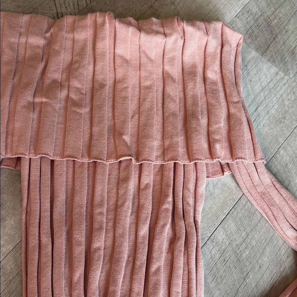 Zara Pink Ribbed Off-Shoulder Top - Picture 3 of 3